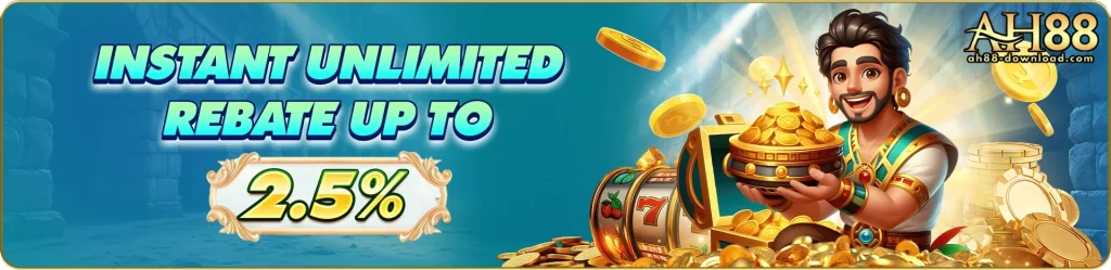 AH88 promotional banner featuring weekly cashback and casino gaming benefits